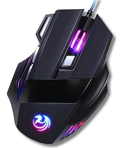 Mouse Gamer 7D 3200 DPI Ajustável 7 Botões Luzes Led RGB Alta